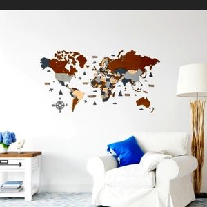 Wooden Map of the World Wall Art